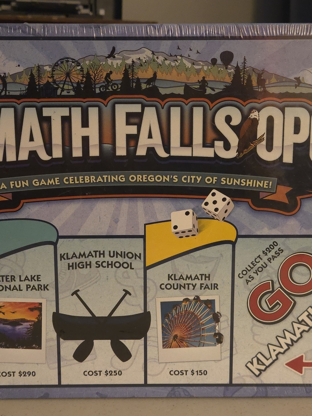 Klamath Falls Opoly Board Game Late for the Sky Oregon NEW Factory Sealed